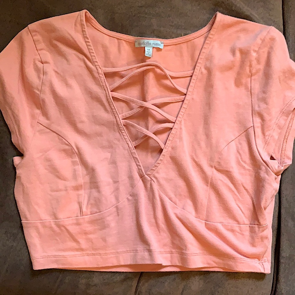pink crop top